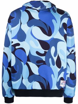 Marni abstract camouflage-print hoodie - Blue