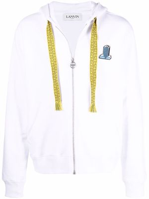 LANVIN logo-patch drawstring hoodie - White