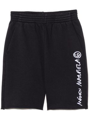 MM6 Maison Margiela Kids logo-embroidered cotton track shorts - Black