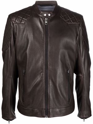BOSS zip-up leather jacket - Brown