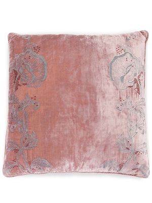 Anke Drechsel embroidered silk cushion - Pink