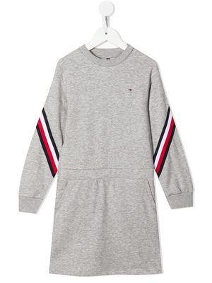 Tommy Hilfiger Junior striped-trim sweatshirt dress - Grey