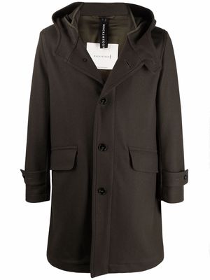Mackintosh KIRKTON button-fastening hooded coat - Green