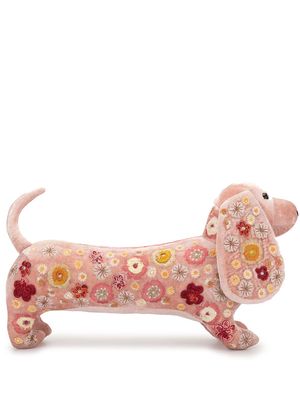 Anke Drechsel embroidered velvet dachshund plush - Pink