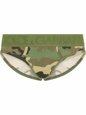Dolce & Gabbana logo-waistband camouflage briefs - Green