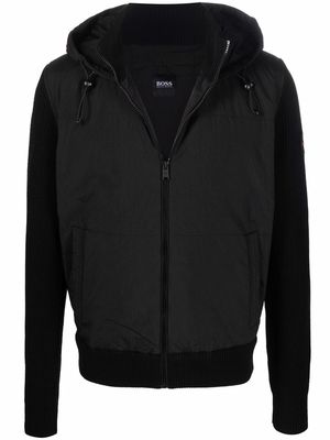 BOSS hooded zip-up track jacket - Black