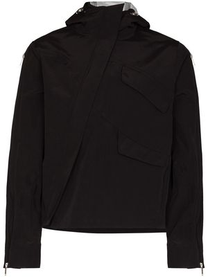 HELIOT EMIL diagonal zip-fastening hooded jacket - Black