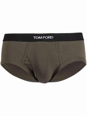 TOM FORD logo cotton briefs - Green