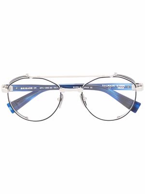 Balmain Eyewear Brigade IV round-frame glasses - Silver