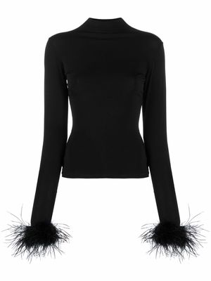 Atu Body Couture feather-cuff high-neck top - Black