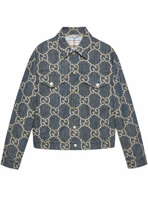 Gucci interlocking G pattern denim jacket - Blue