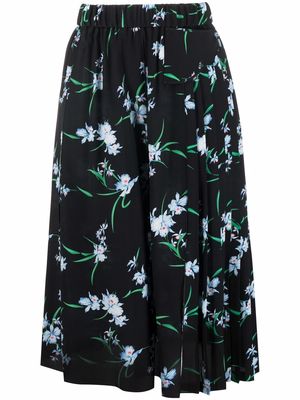 Nº21 floral-print side slit skirt - Black
