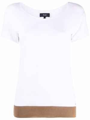 Fay ribbed-hem scoop neck top - White