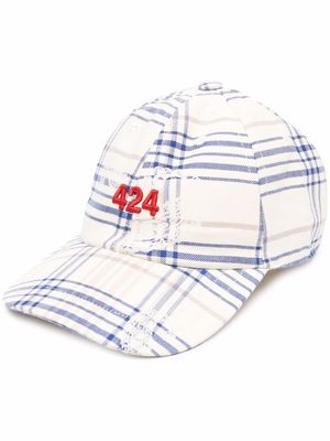 424 checked logo-embroidered cap - Neutrals