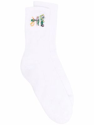 Opening Ceremony floral-embroidered socks - White