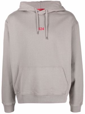 424 logo-embroidered hoodie - Grey