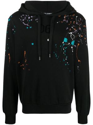 Dolce & Gabbana paint splatter DG logo hoodie - Black