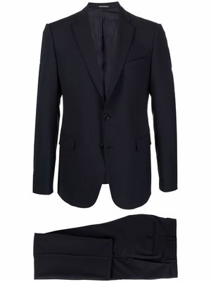 Emporio Armani single-breasted two-piece wool suit - Blue