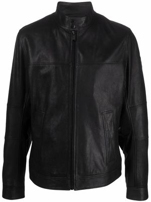 BOSS leather zip-up jacket - Black