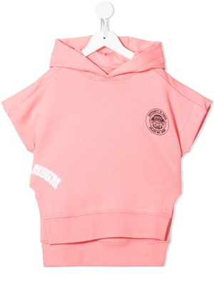 MSGM Kids logo-print short-sleeved hoodie - Pink