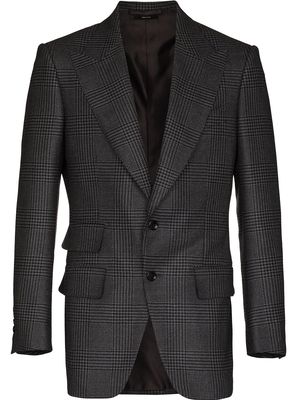 TOM FORD Prince of Wales single-breasted blazer - Grey