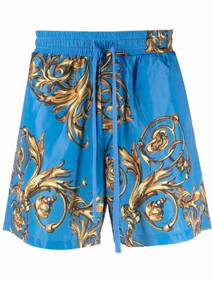 Versace Jeans Couture baroque-print drawstring shorts - Blue