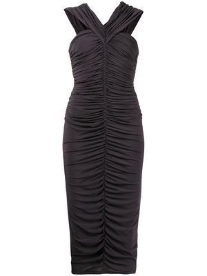 Giorgio Armani ruched-detail V-neck dress - Black