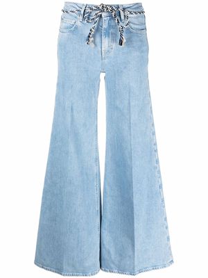 Haikure rope-fastening flared jeans - Blue
