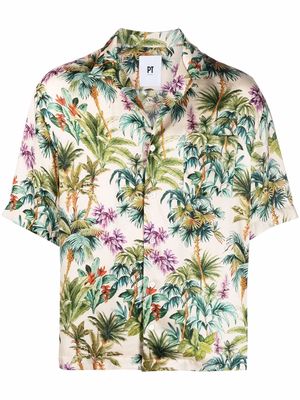 PT TORINO palm tree-print short-sleeve shirt - Neutrals