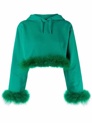 Antonella Rizza Enya feather-trim hoodie - Green