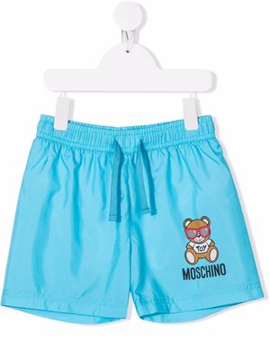Moschino Kids teddy-print swim shorts - Blue