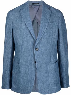 Emporio Armani linen single-breasted blazer - Blue