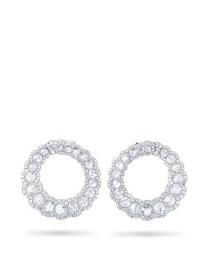 David Morris 18kt white gold diamond medium hoop earrings - Silver