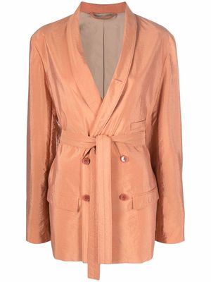 Lemaire belted double-breasted blazer - Orange