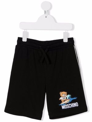 Moschino Kids Teddy Bear cotton track shorts - Black