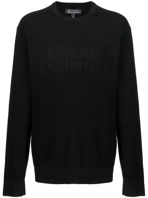 Armani Exchange logo intarsia crew-neck jumper - Black