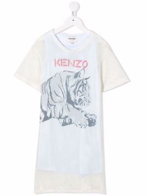 Kenzo Kids tiger-print T-shirt dress - Neutrals