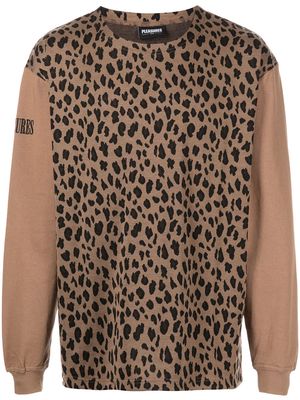 Pleasures leopard-print long-sleeve jumper - Brown