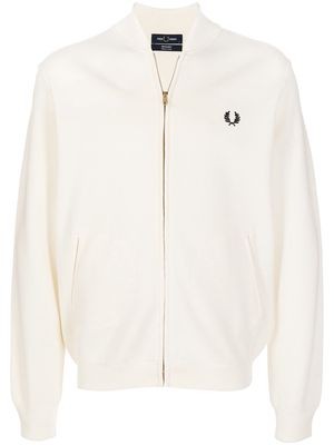 FRED PERRY embroidered-logo cardigan - White
