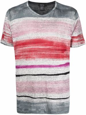 Avant Toi multi-stripe linen T-shirt - Grey