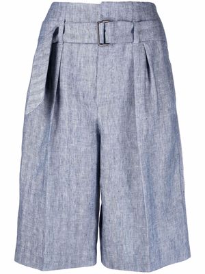 Brunello Cucinelli wide-leg belted shorts - Blue