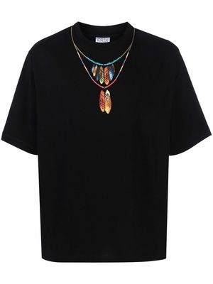 Marcelo Burlon County of Milan feather-print mock neck T-shirt - Black