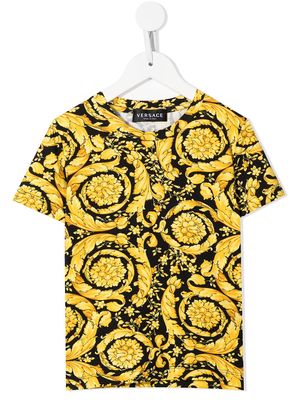 Versace Kids baroque-pattern print T-shirt - Yellow