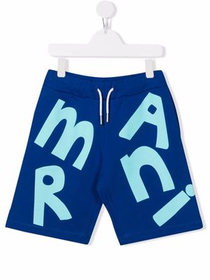 Marni Kids logo-print track shorts - Blue