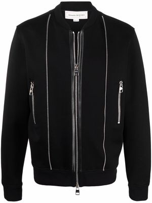 Alexander McQueen Zip-Detail logo bomber jacket - Black