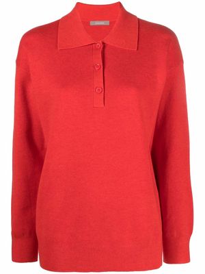 12 STOREEZ wool-cotton polo jumper - Red