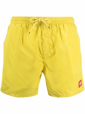 Diesel logo-patch drawstring-waist swim shorts - Yellow