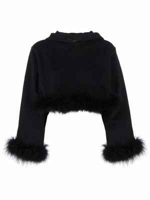 Antonella Rizza Enya feather-trim cropped top - Black