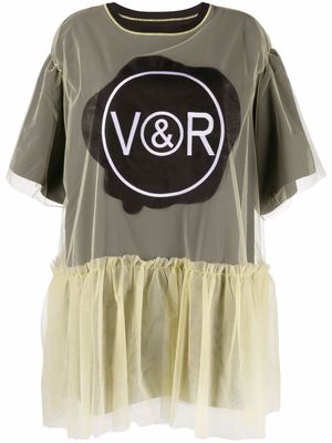 Viktor & Rolf layered logo-print mini dress - Yellow