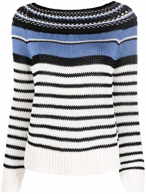 Ermanno Ermanno striped ribbed-knit jumper - White